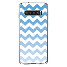 DistinctInk® Clear Shockproof Hybrid Case for Apple iPhone / Samsung Galaxy / Google Pixel - White Blue Fade Ombré Chevron Stripes