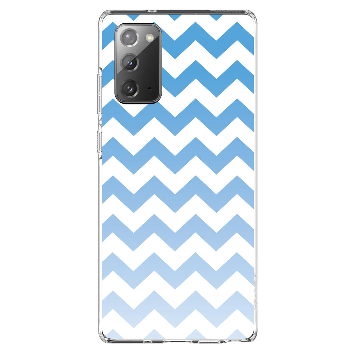 White Blue Fade Ombré Chevron Stripes Clear Shockproof iPhone Case, view 8