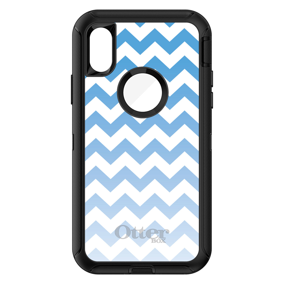 White Blue Fade Chevron Stripes OtterBox Defender Case for iPhone & Galaxy, view 3