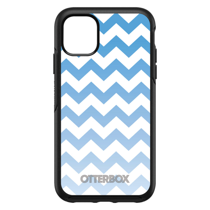DistinctInk™ OtterBox Symmetry Series Case for Apple iPhone / Samsung Galaxy / Google Pixel - White Blue Fade Chevron Stripes