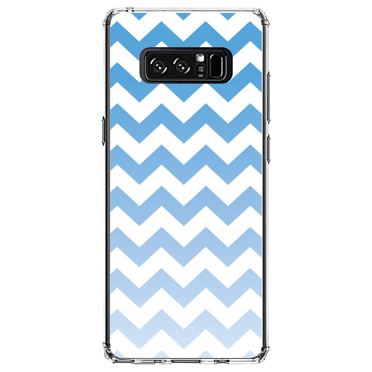 White Blue Fade Ombré Chevron Stripes Clear Shockproof iPhone Case, view 12