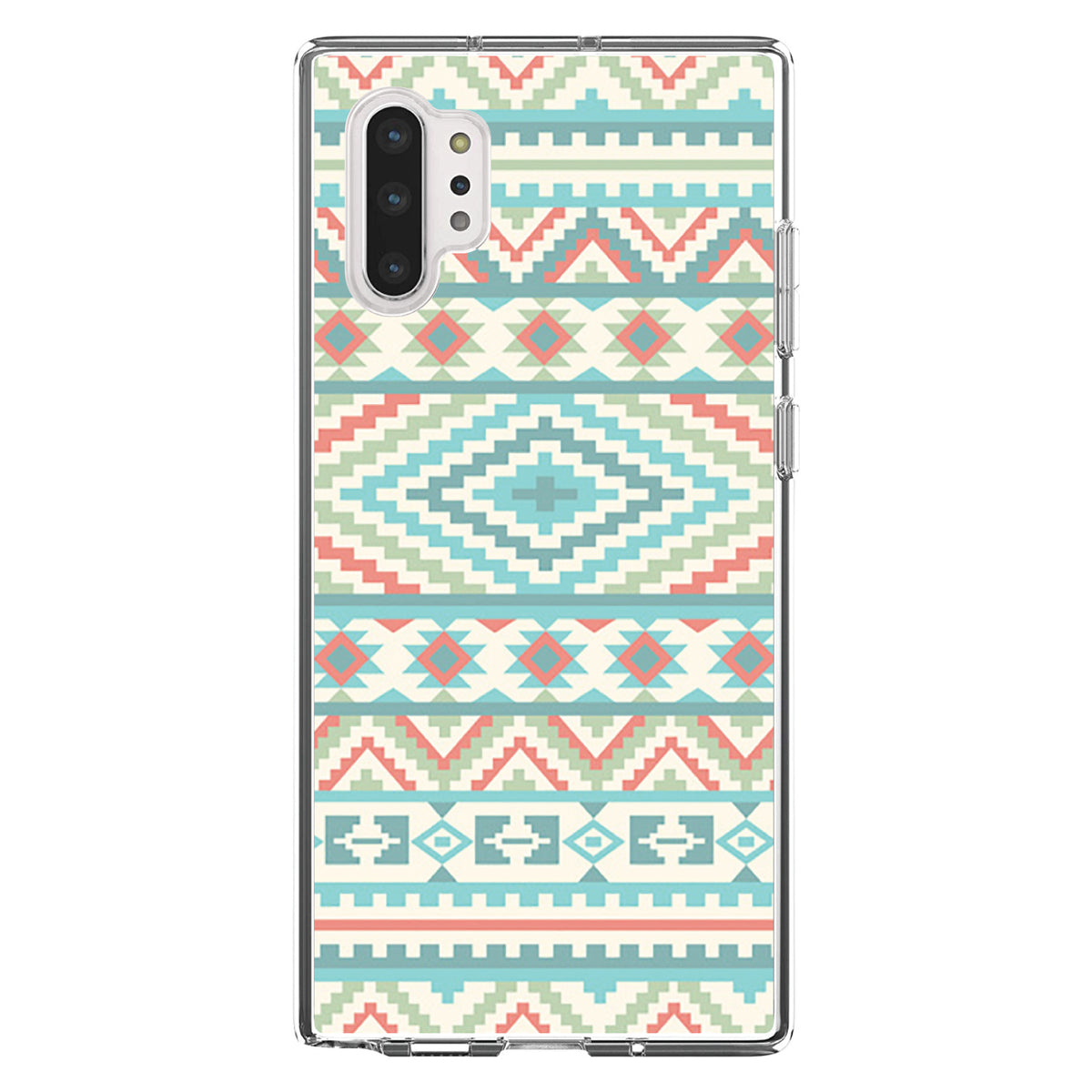 Blue Orange White Tribal Print Clear Shockproof iPhone Case, view 10