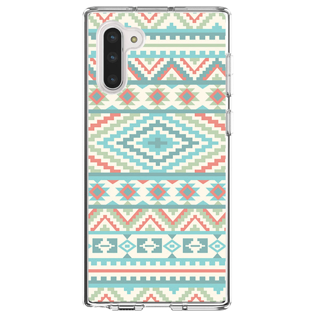 Blue Orange White Tribal Print Clear Shockproof iPhone Case, view 9