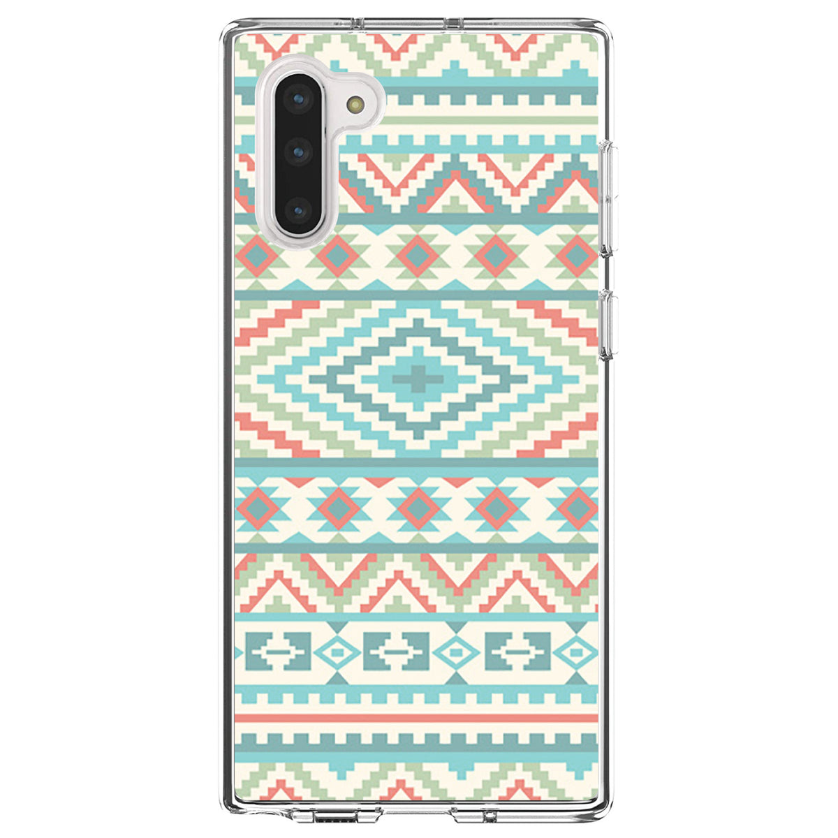 Blue Orange White Tribal Print Clear Shockproof iPhone Case, view 9