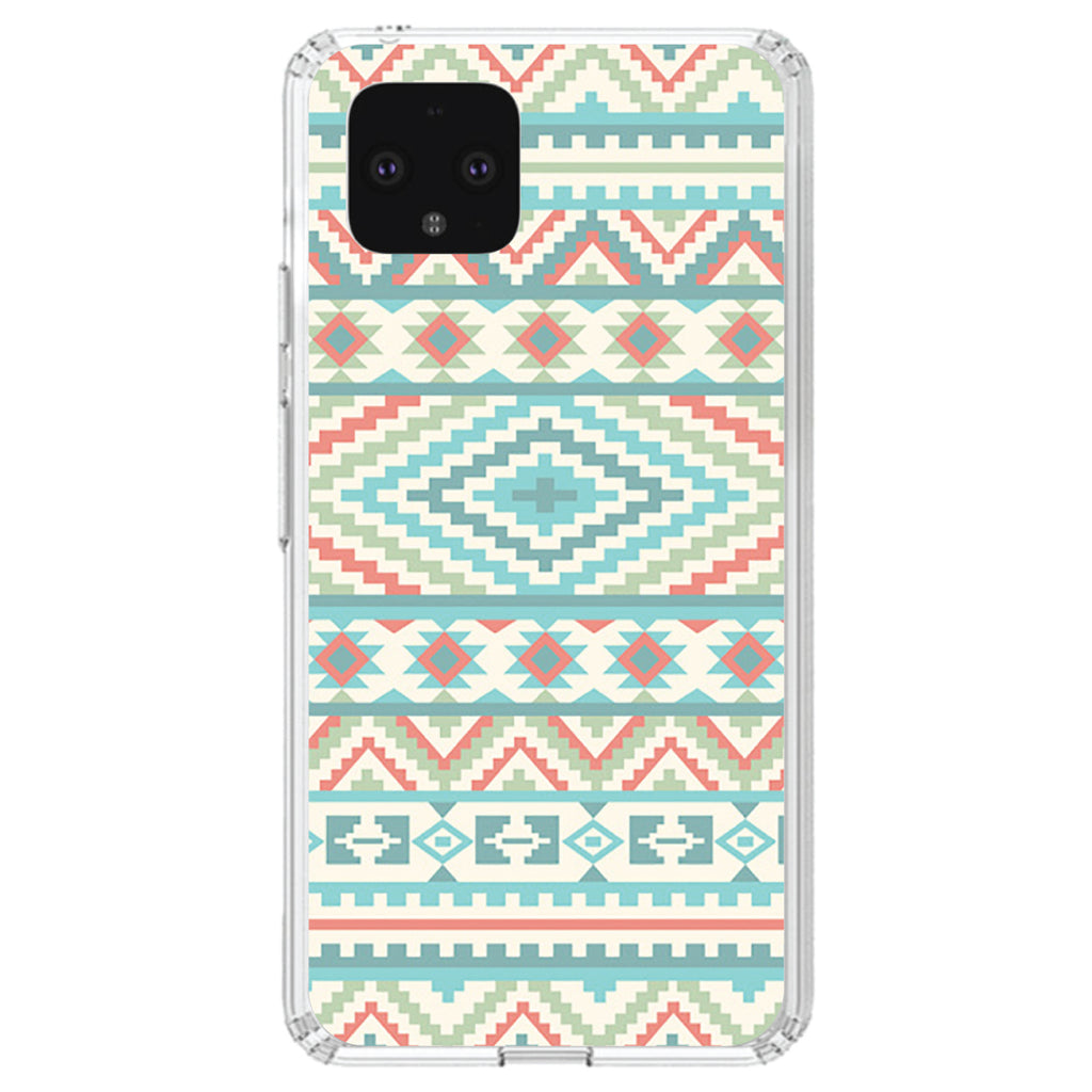 Blue Orange White Tribal Print Clear Shockproof iPhone Case, view 23
