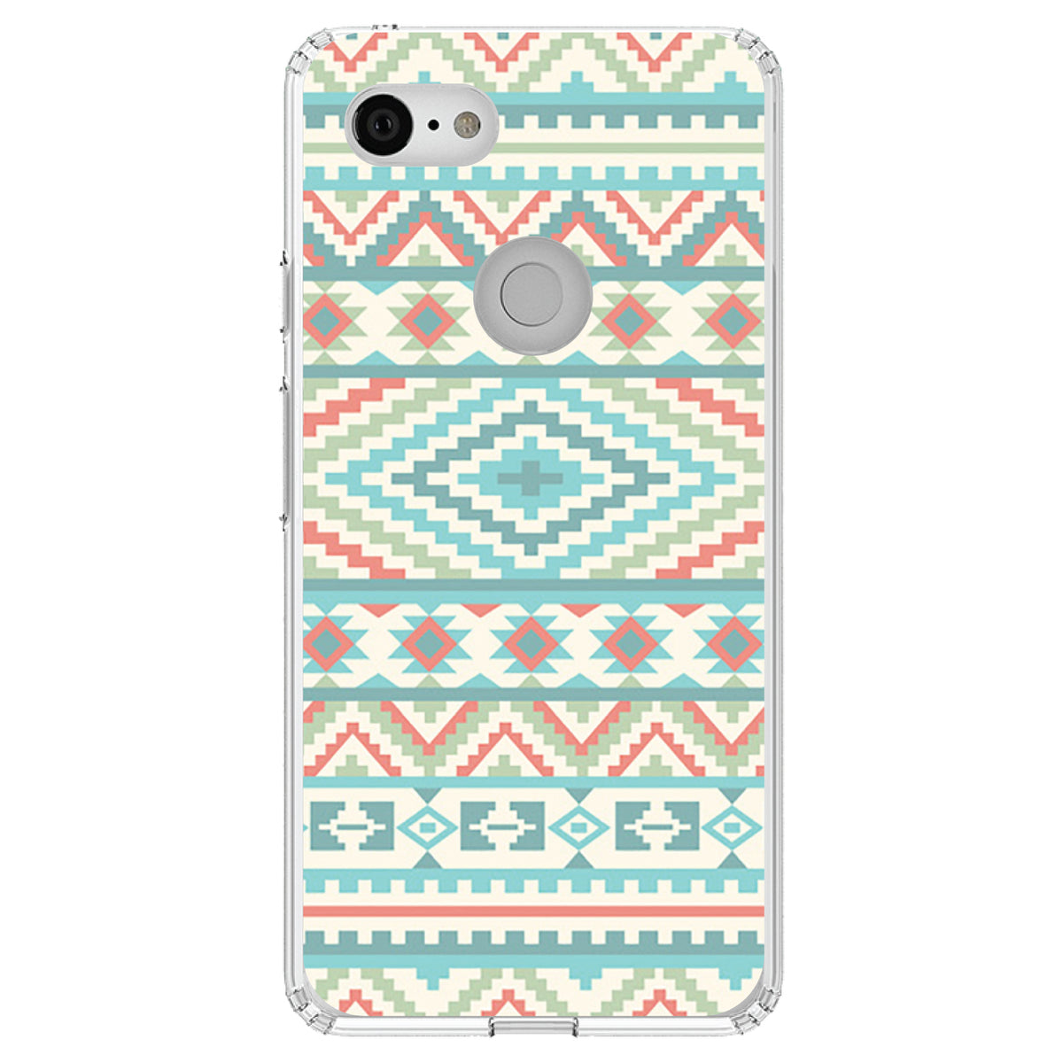 Blue Orange White Tribal Print Clear Shockproof iPhone Case, view 21