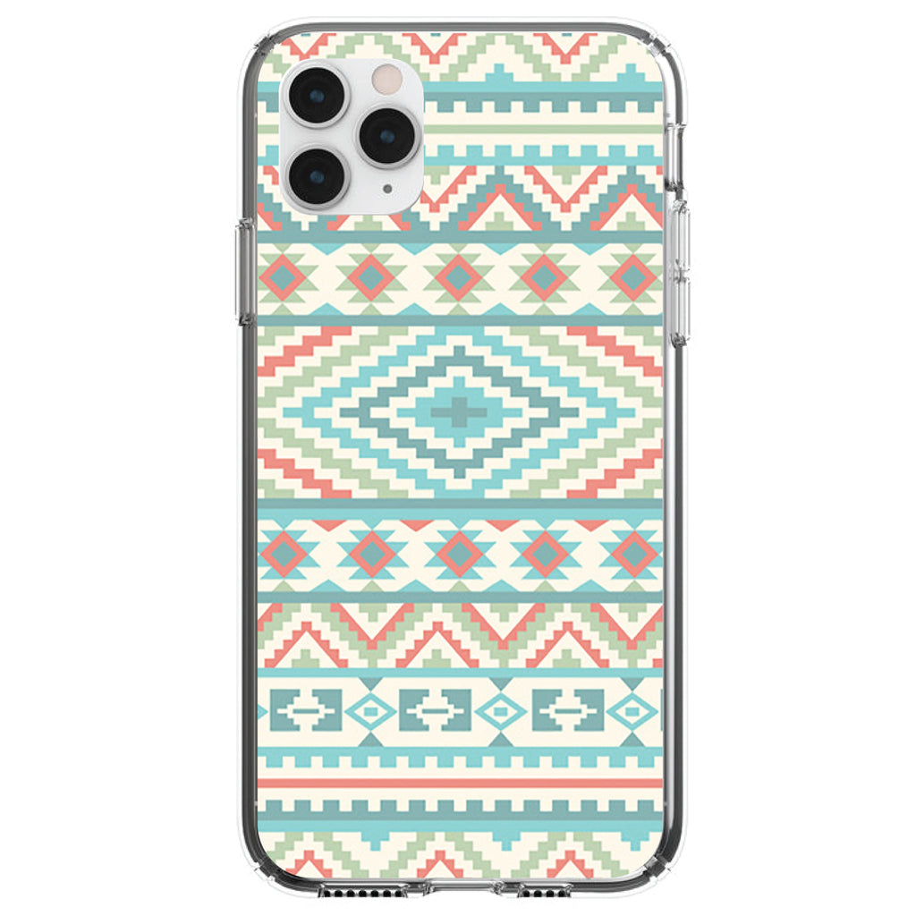 Blue Orange White Tribal Print Clear Shockproof iPhone Case
