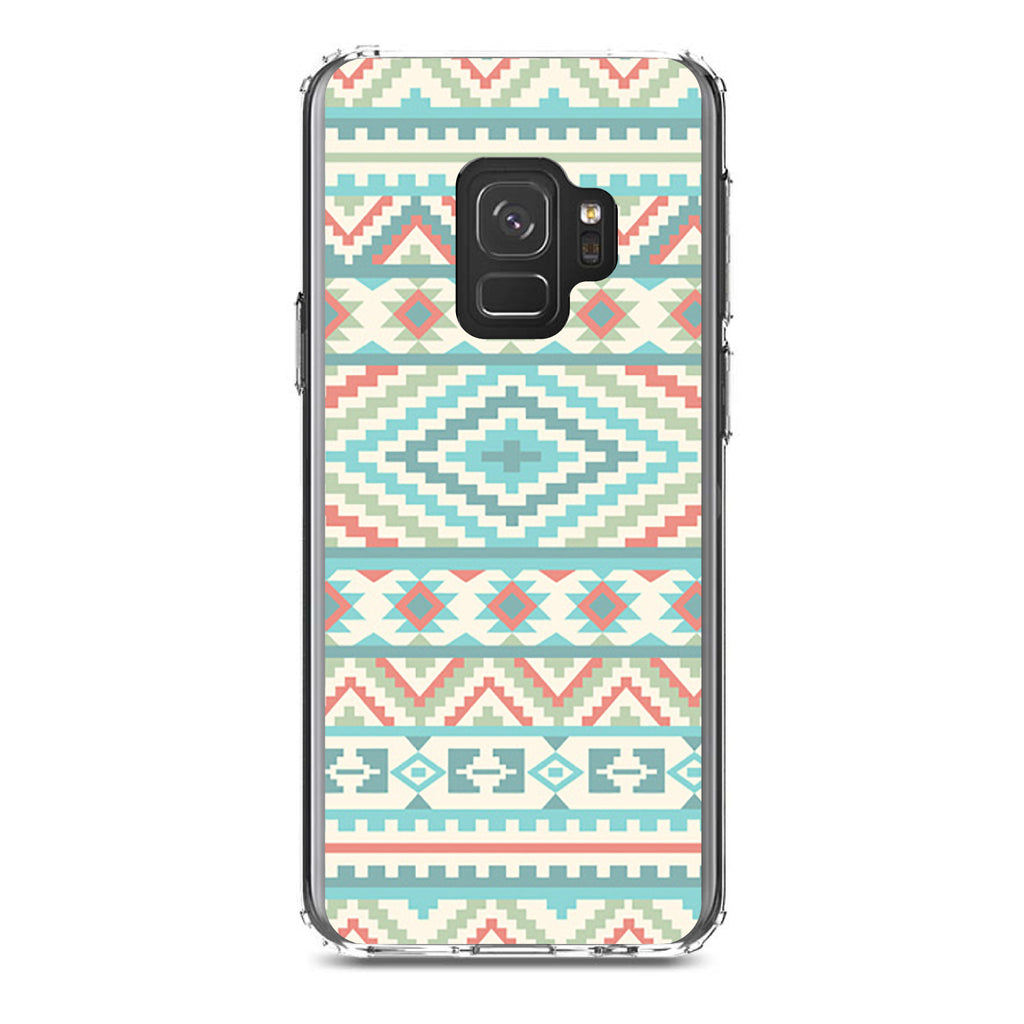 Blue Orange White Tribal Print Clear Shockproof iPhone Case, view 19