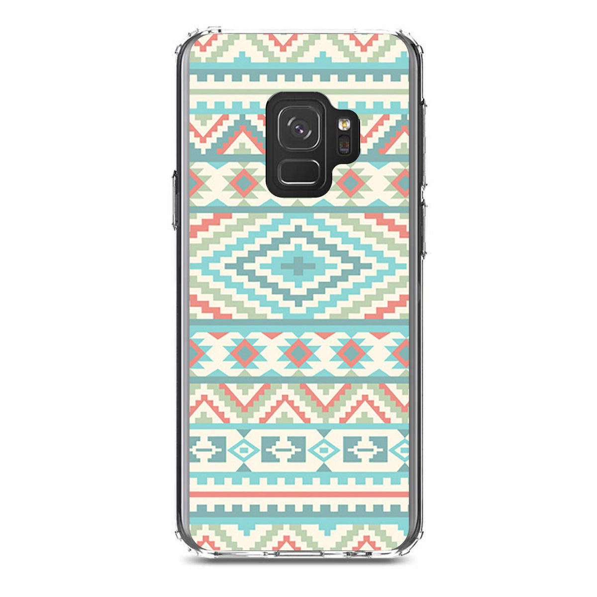 Blue Orange White Tribal Print Clear Shockproof iPhone Case, view 19