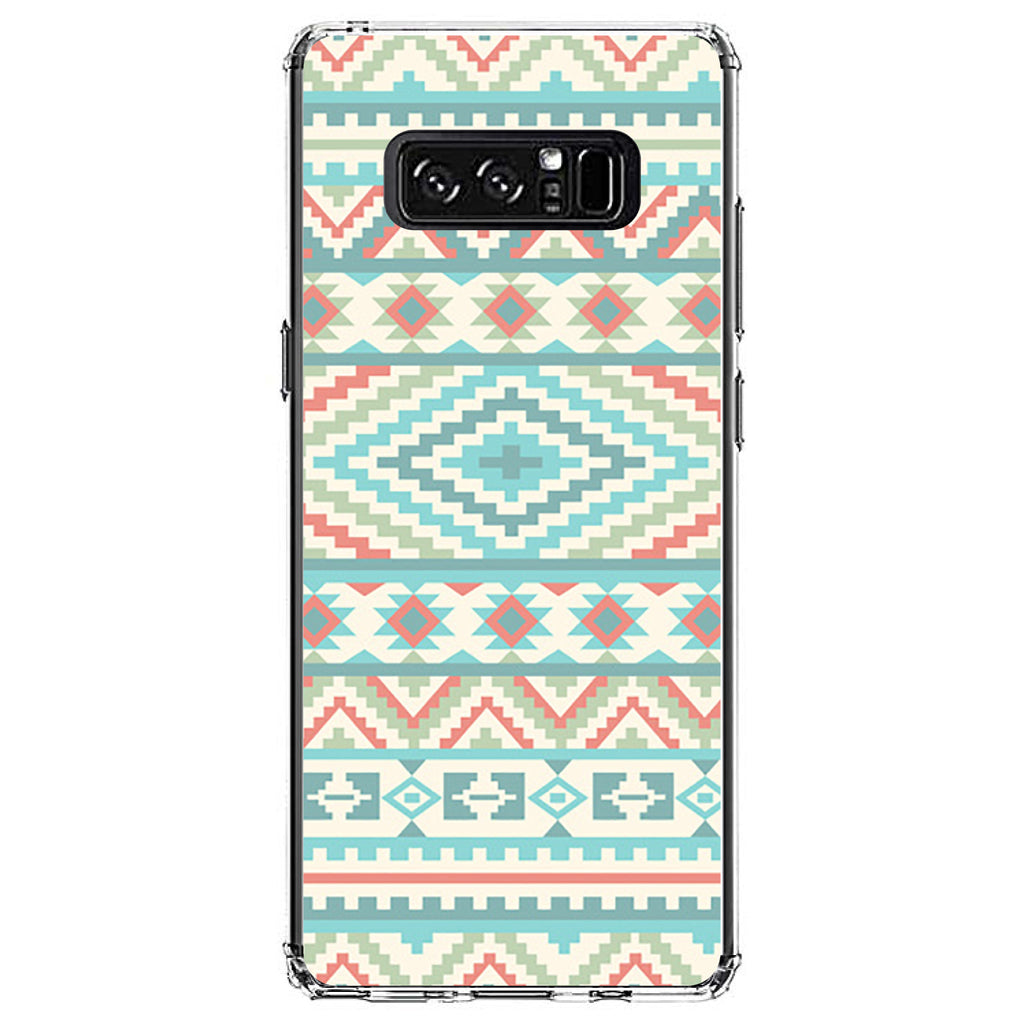 Blue Orange White Tribal Print Clear Shockproof iPhone Case, view 12