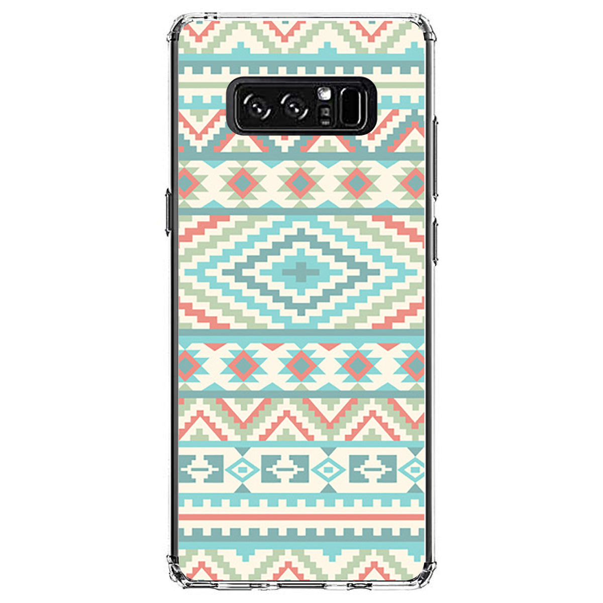 Blue Orange White Tribal Print Clear Shockproof iPhone Case, view 12