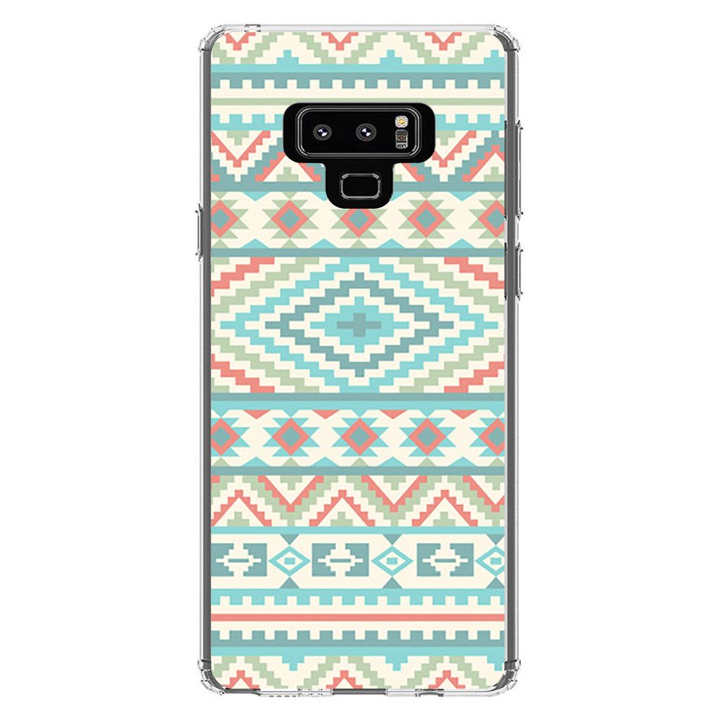 Blue Orange White Tribal Print Clear Shockproof iPhone Case, view 11