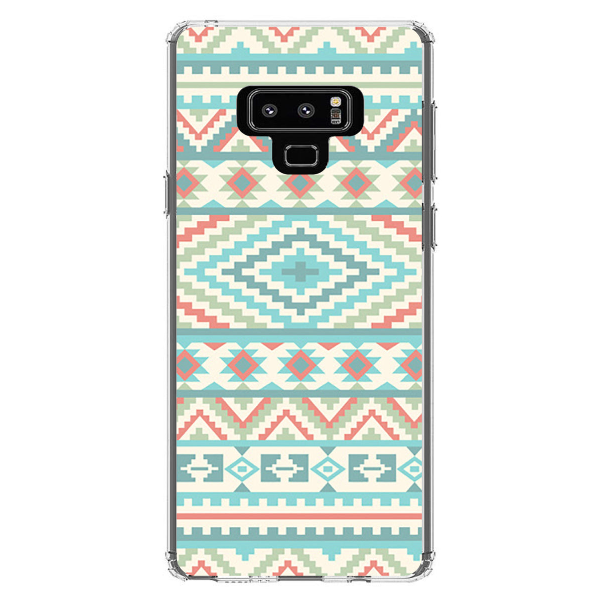 Blue Orange White Tribal Print Clear Shockproof iPhone Case, view 11