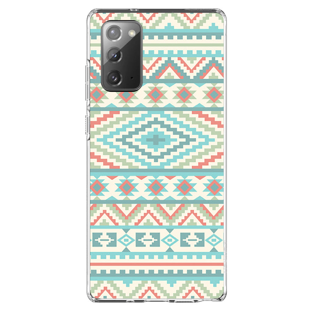 Blue Orange White Tribal Print Clear Shockproof iPhone Case, view 8