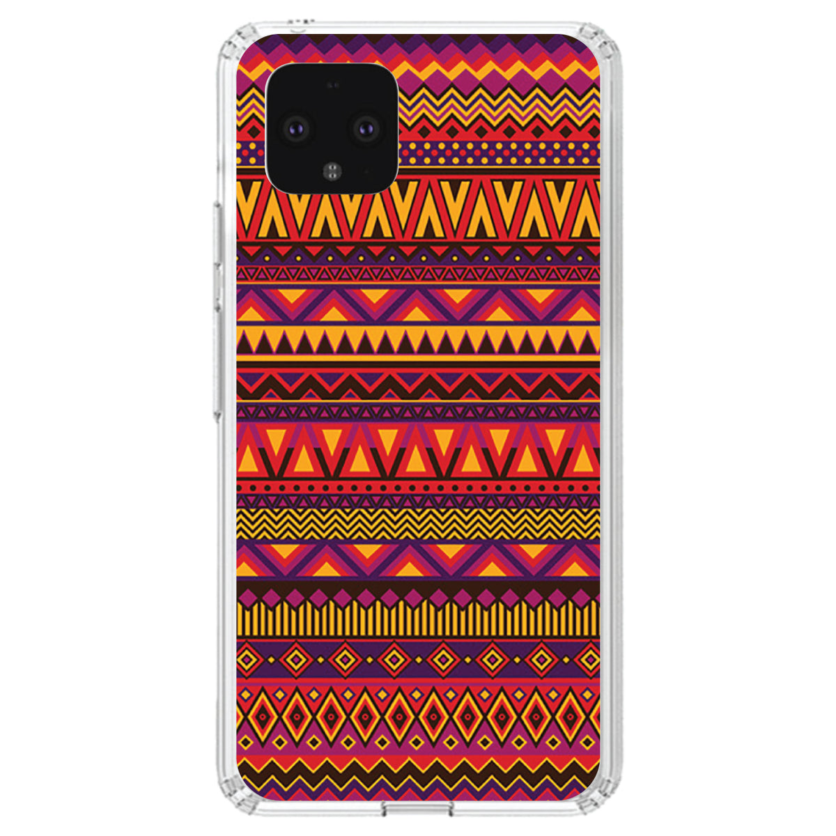 Purple Red Yellow Tribal Print Clear Shockproof iPhone Case, view 23