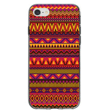 DistinctInk® Clear Shockproof Hybrid Case for Apple iPhone / Samsung Galaxy / Google Pixel - Purple Red Yellow Tribal Print