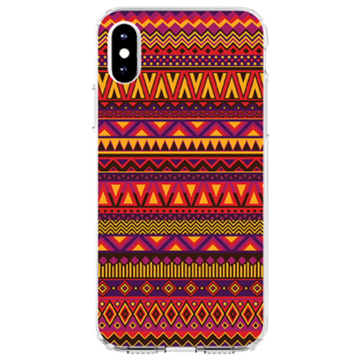 Purple Red Yellow Tribal Print Clear Shockproof iPhone Case, view 4