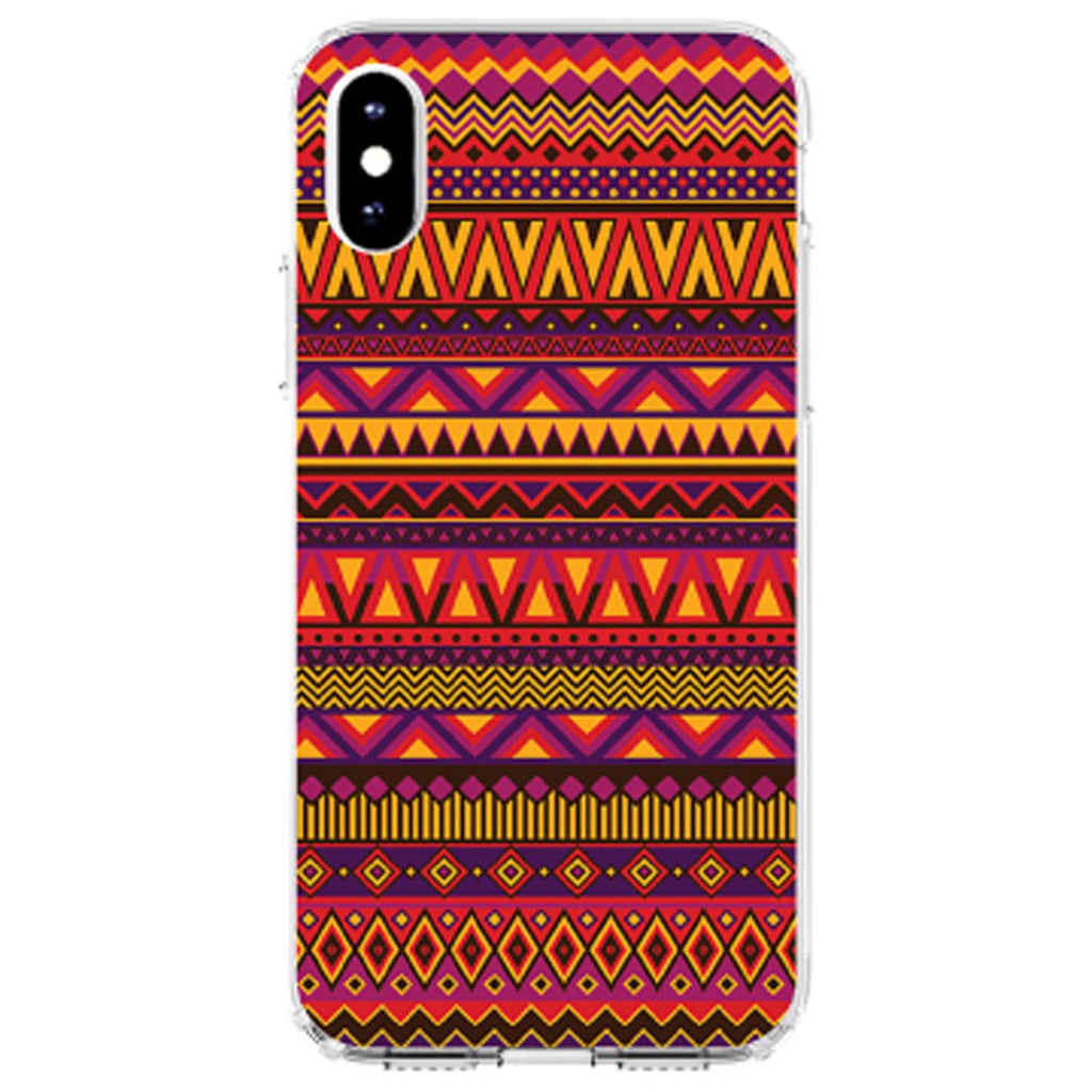Purple Red Yellow Tribal Print Clear Shockproof iPhone Case, view 2