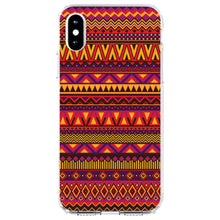 DistinctInk® Clear Shockproof Hybrid Case for Apple iPhone / Samsung Galaxy / Google Pixel - Purple Red Yellow Tribal Print