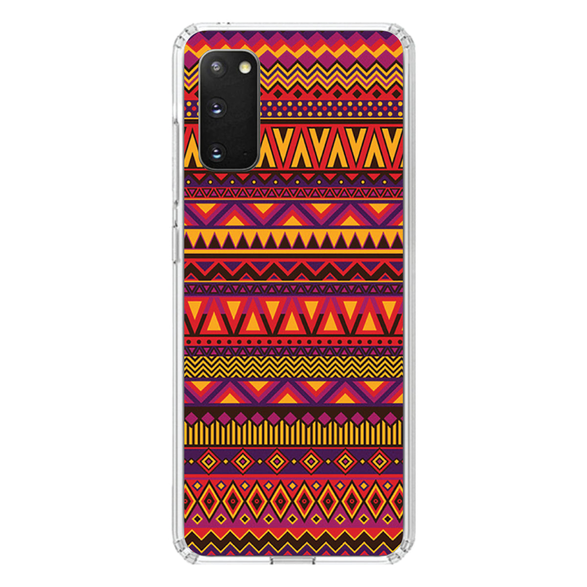 Purple Red Yellow Tribal Print Clear Shockproof iPhone Case, view 13