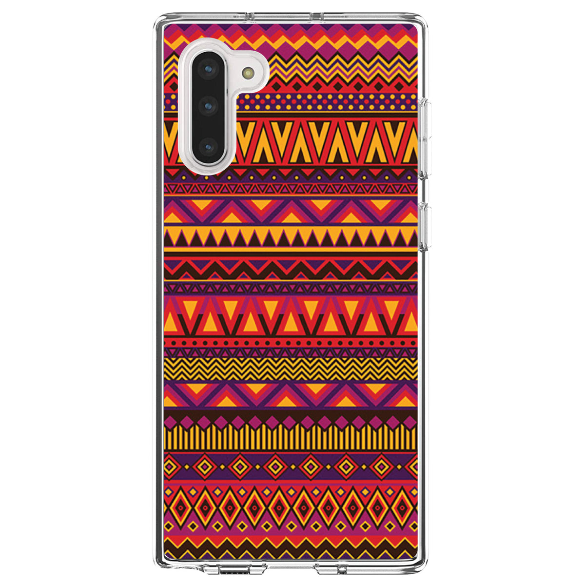 Purple Red Yellow Tribal Print Clear Shockproof iPhone Case, view 9