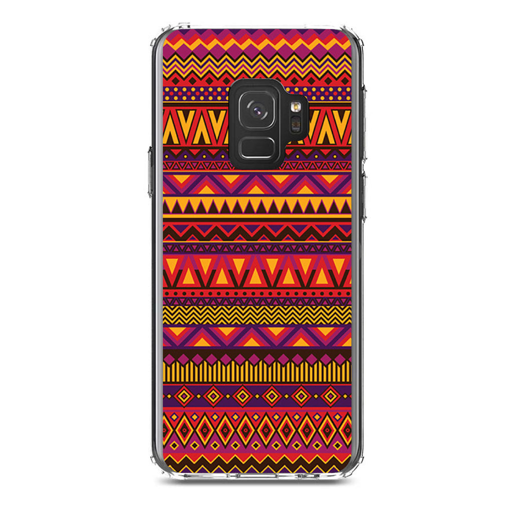 Purple Red Yellow Tribal Print Clear Shockproof iPhone Case, view 19