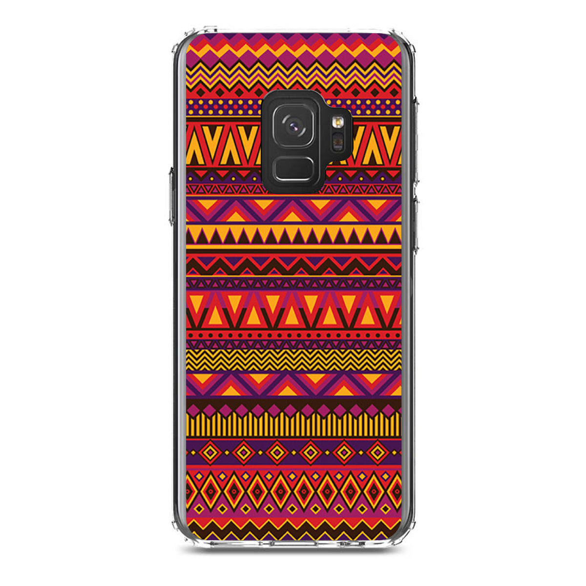 Purple Red Yellow Tribal Print Clear Shockproof iPhone Case, view 19