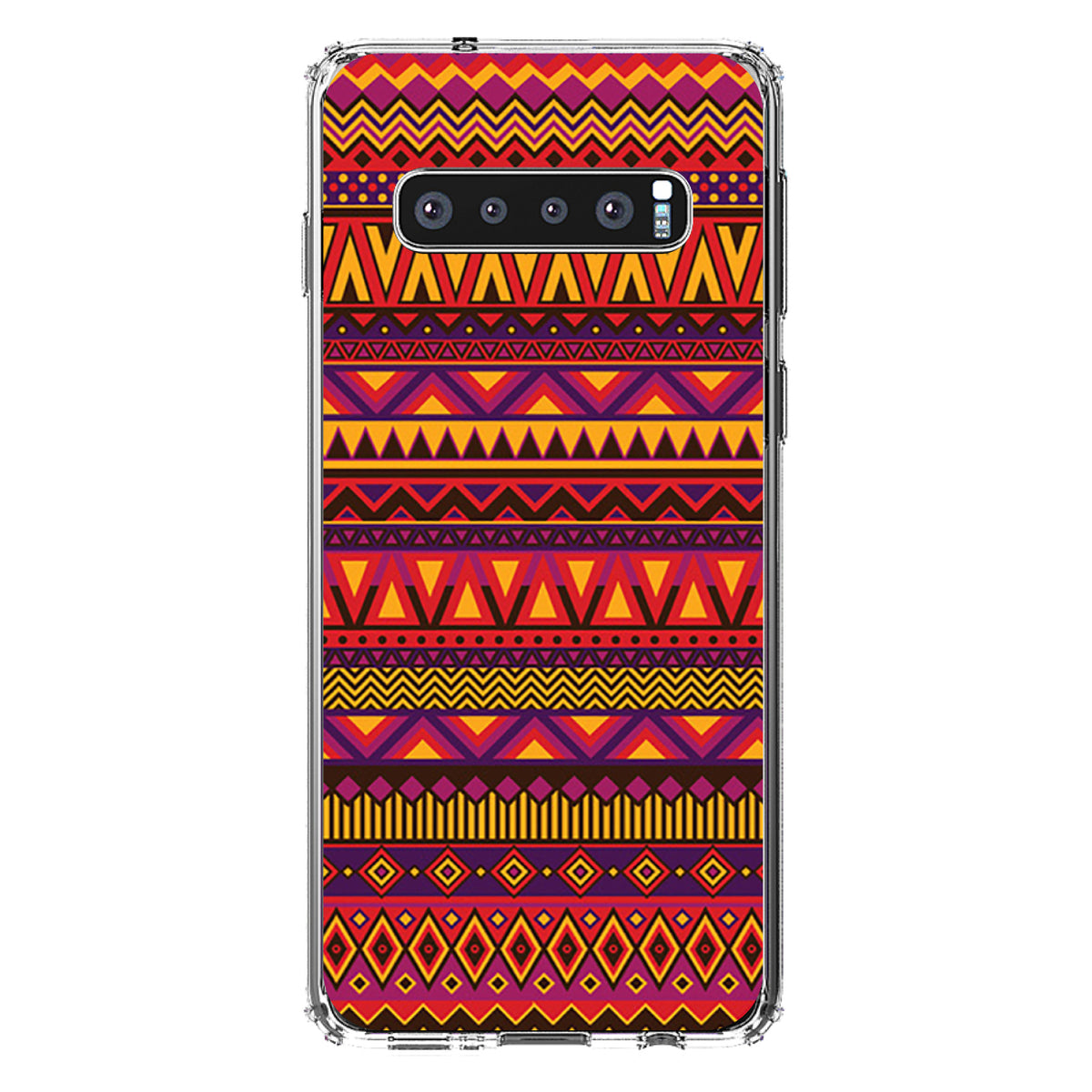 Purple Red Yellow Tribal Print Clear Shockproof iPhone Case, view 17