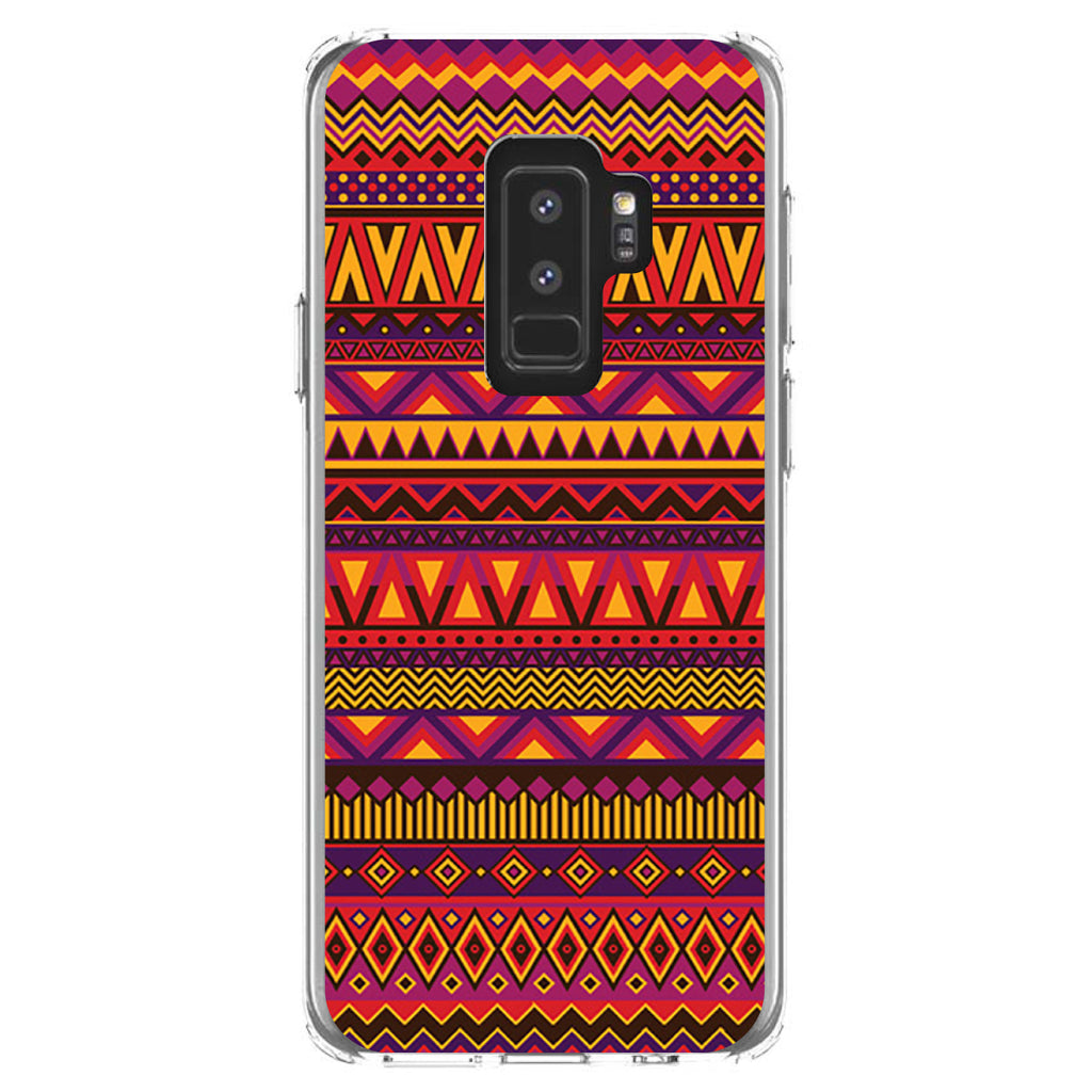 Purple Red Yellow Tribal Print Clear Shockproof iPhone Case, view 20