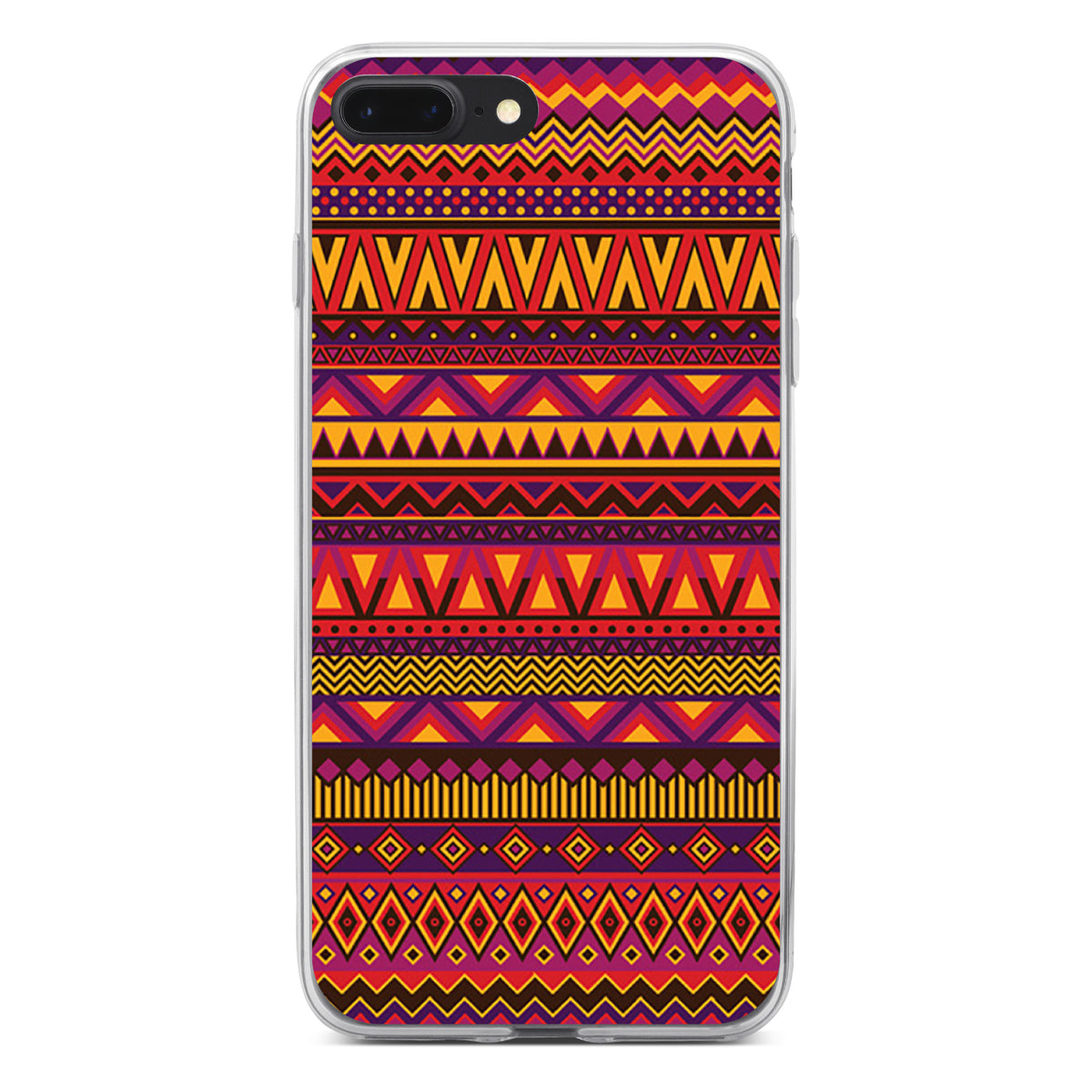 Purple Red Yellow Tribal Print Clear Shockproof iPhone Case, view 6