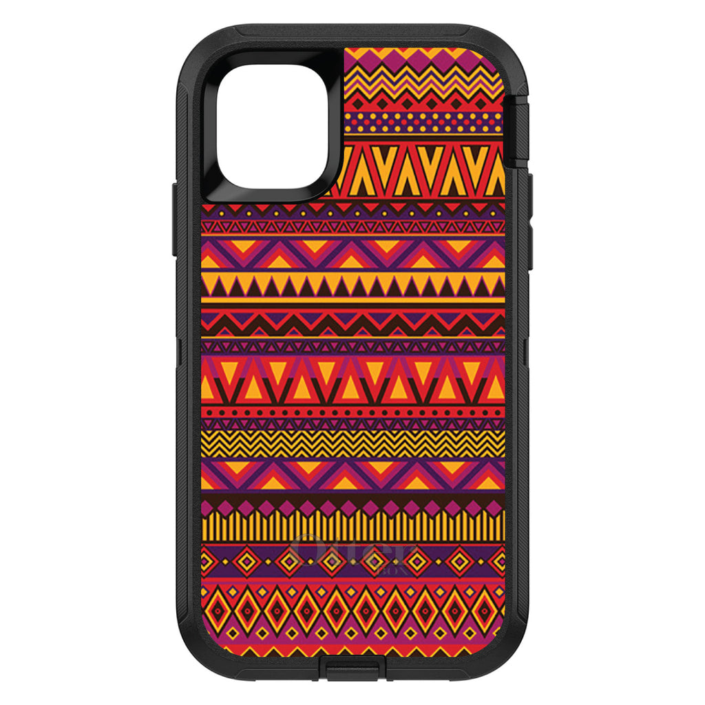 Purple Red Yellow Tribal Print OtterBox Defender Case for iPhone & Galaxy, view 2