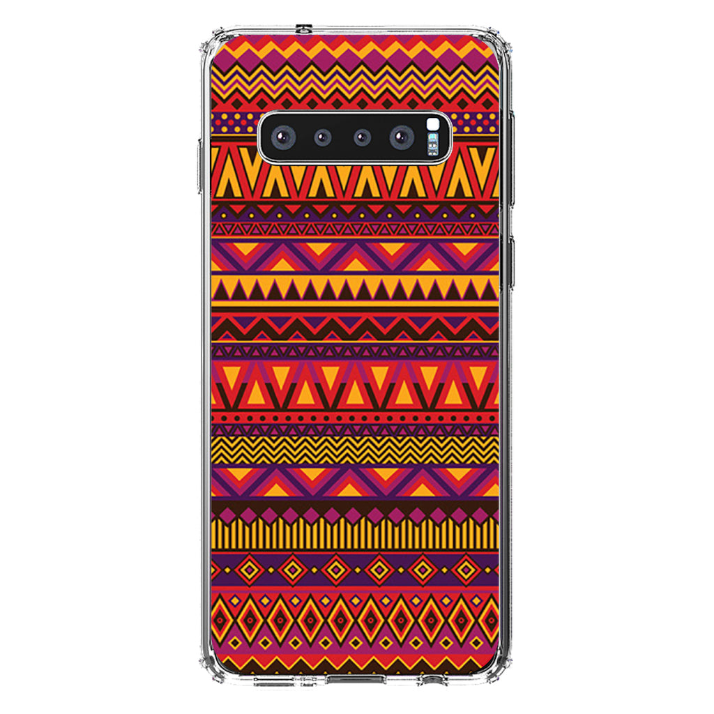 Purple Red Yellow Tribal Print Clear Shockproof iPhone Case, view 16