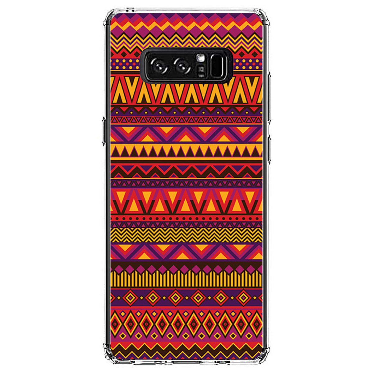 Purple Red Yellow Tribal Print Clear Shockproof iPhone Case, view 12
