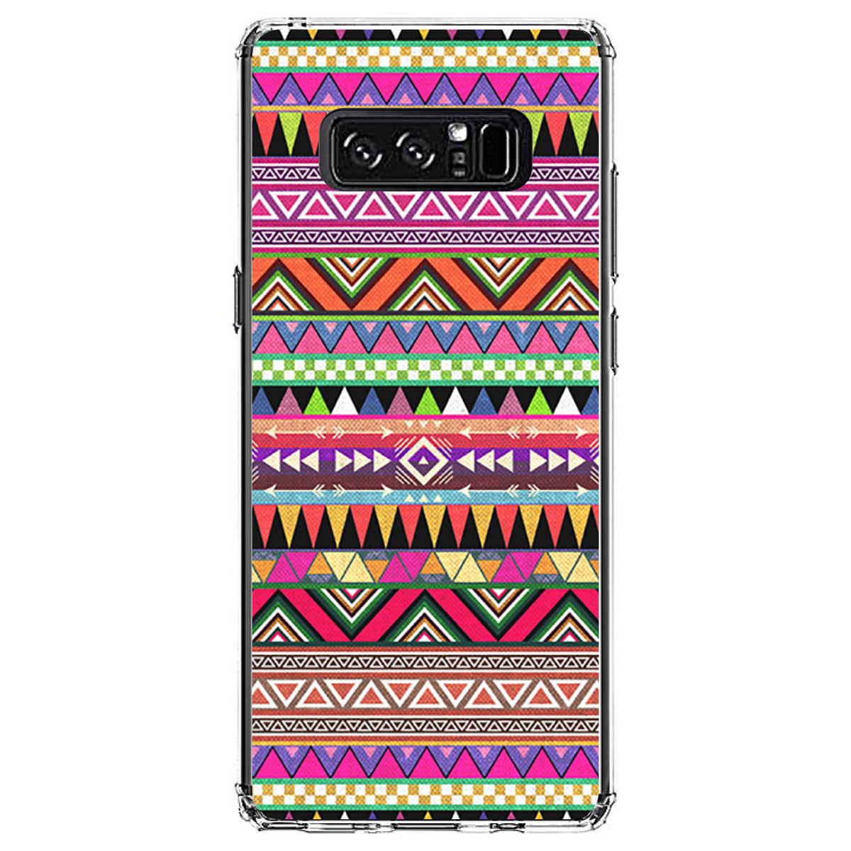 Pink Blue Orange Tribal Print Clear Shockproof iPhone Case, view 12