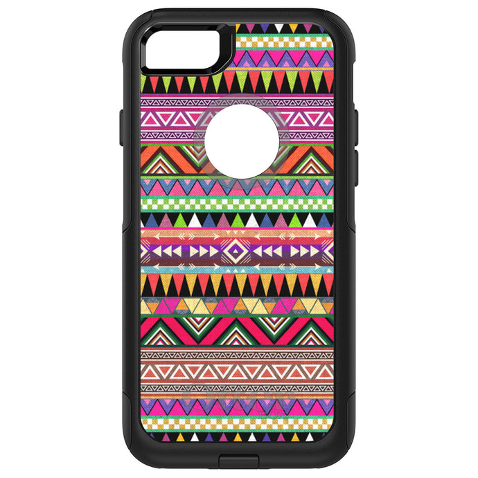 DistinctInk OtterBox Commuter Series Case for Apple iPhone or Samsung Galaxy - Pink Blue Orange Tribal Print