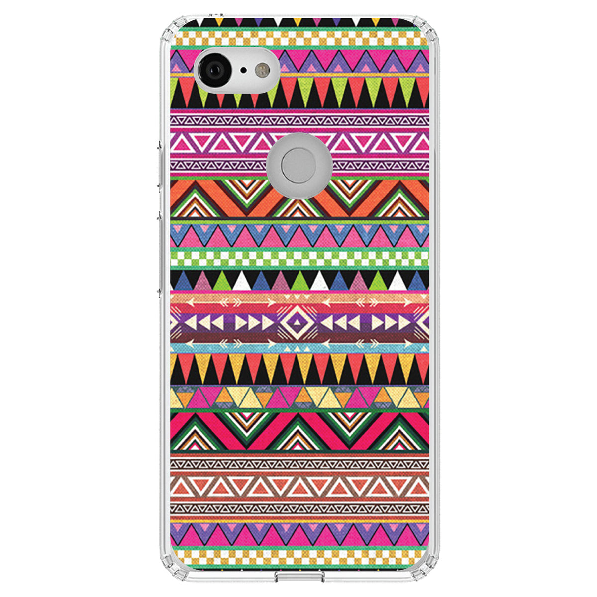 Pink Blue Orange Tribal Print Clear Shockproof iPhone Case, view 21