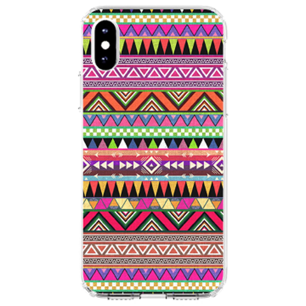 Pink Blue Orange Tribal Print Clear Shockproof iPhone Case, view 4