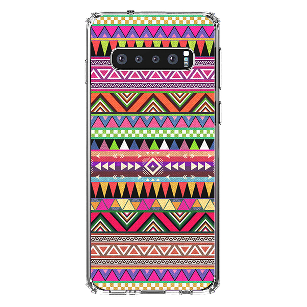 Pink Blue Orange Tribal Print Clear Shockproof iPhone Case, view 17