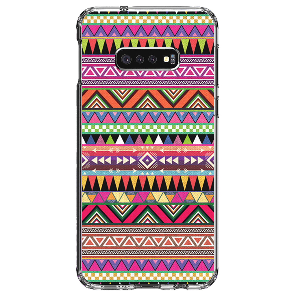 Pink Blue Orange Tribal Print Clear Shockproof iPhone Case, view 18