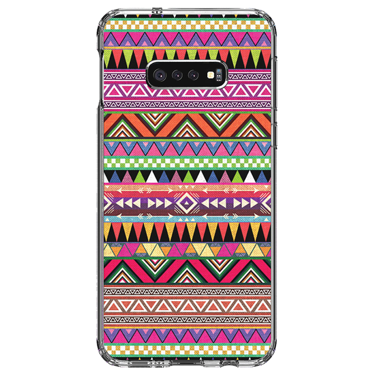 Pink Blue Orange Tribal Print Clear Shockproof iPhone Case, view 18