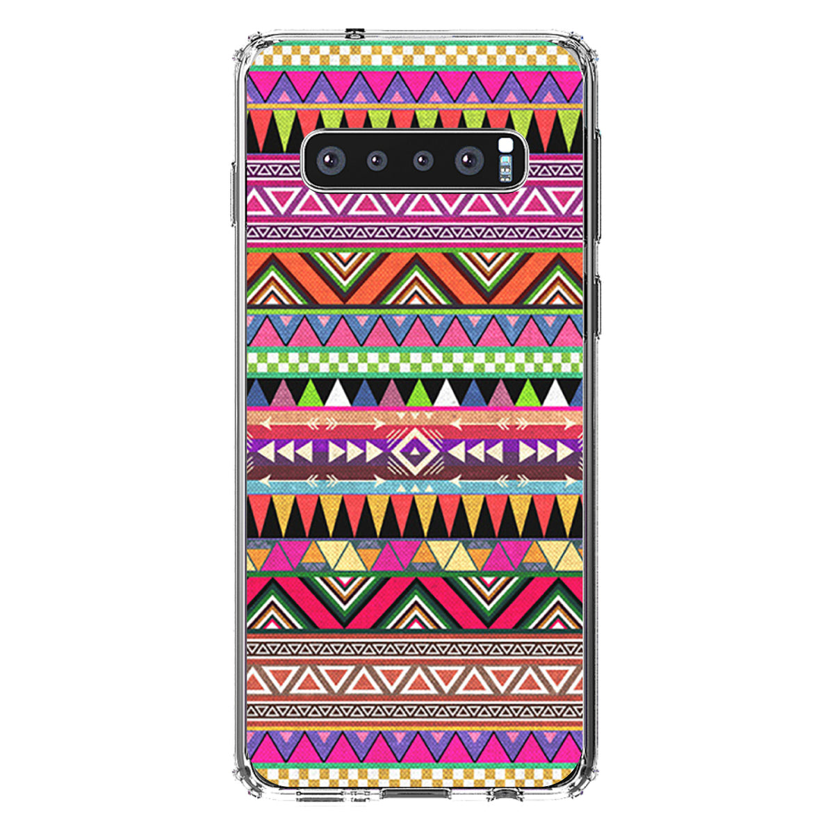 Pink Blue Orange Tribal Print Clear Shockproof iPhone Case, view 16