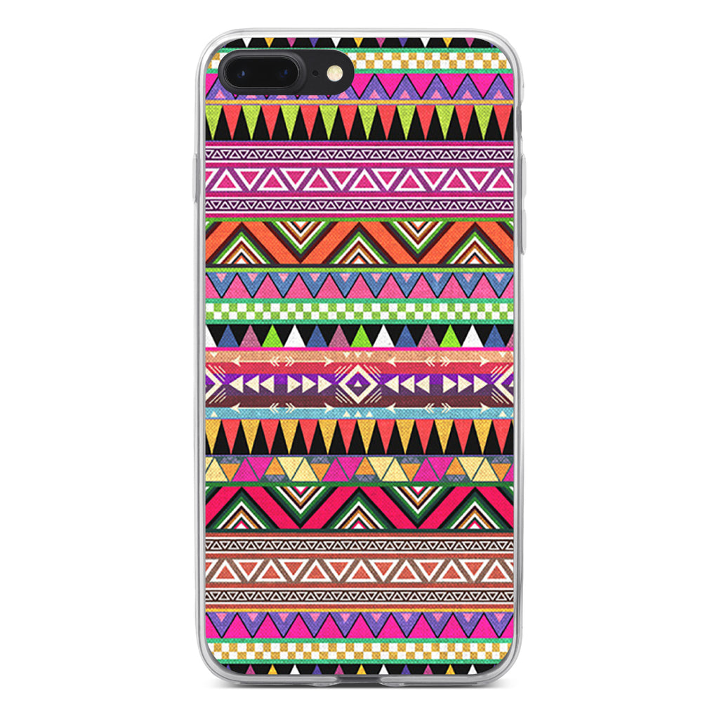 Pink Blue Orange Tribal Print Clear Shockproof iPhone Case, view 6