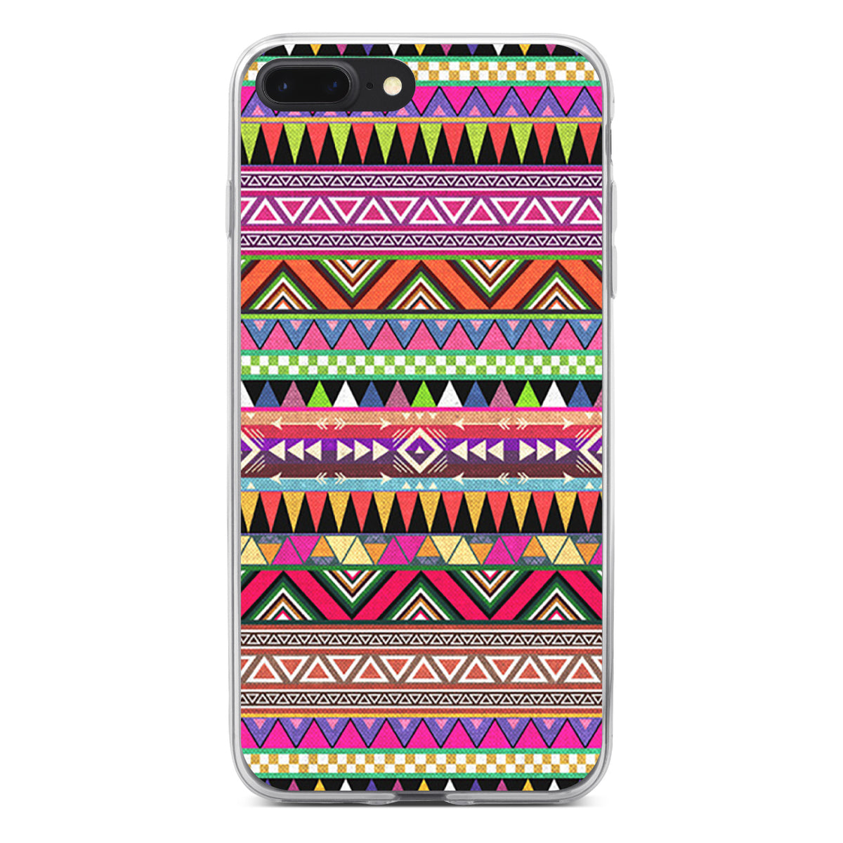 Pink Blue Orange Tribal Print Clear Shockproof iPhone Case, view 6