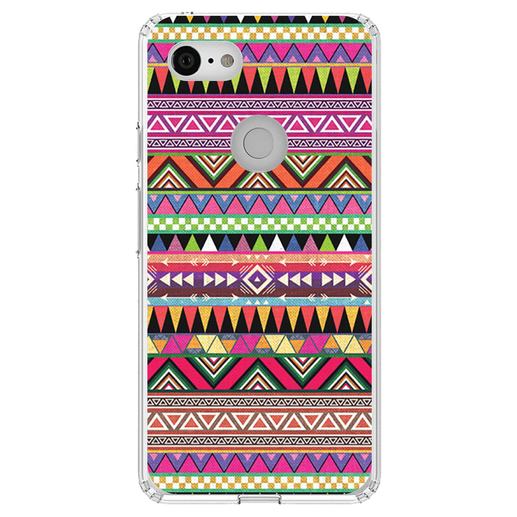Pink Blue Orange Tribal Print Clear Shockproof iPhone Case, view 22