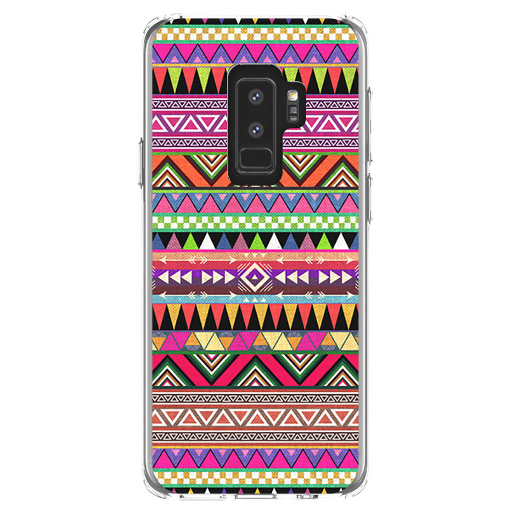 Pink Blue Orange Tribal Print Clear Shockproof iPhone Case, view 20