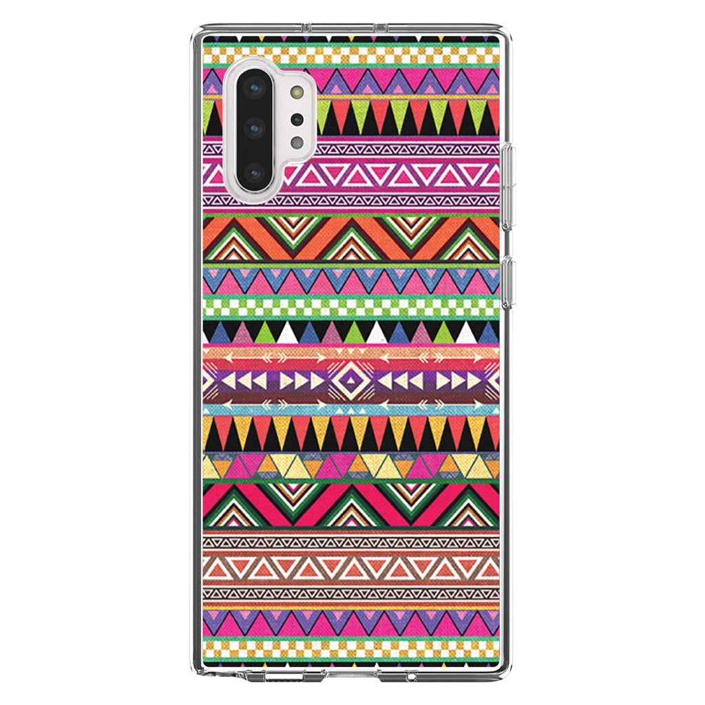 Pink Blue Orange Tribal Print Clear Shockproof iPhone Case, view 10
