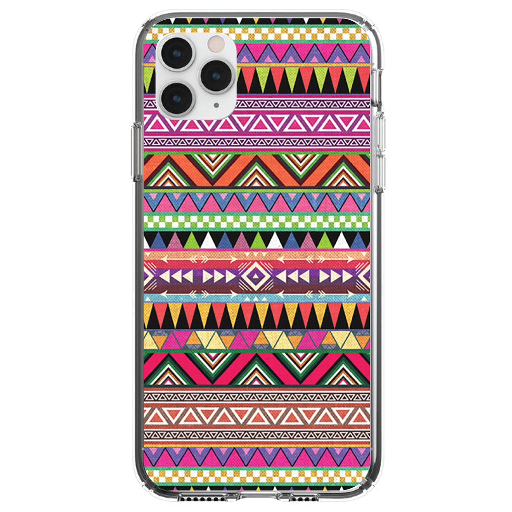 Pink Blue Orange Tribal Print Clear Shockproof iPhone Case
