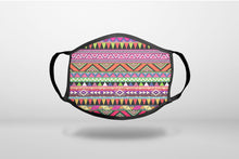 Pink Blue Orange Tribal Print - 3-Ply Reusable Soft Face Mask Covering, Unisex, Cotton Inner Layer