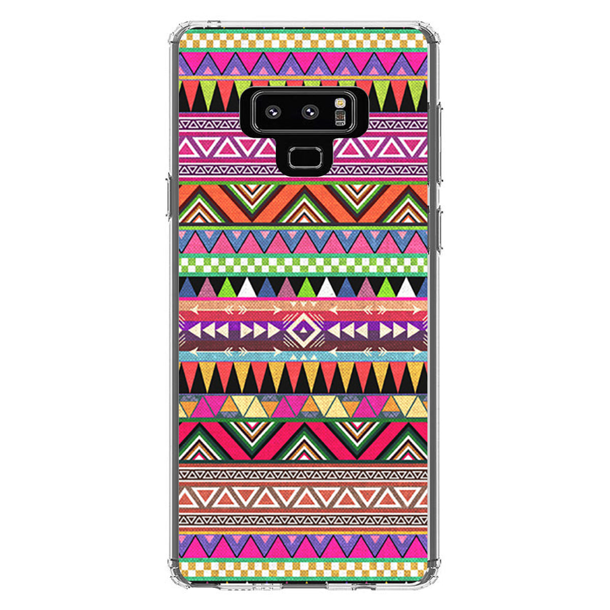 Pink Blue Orange Tribal Print Clear Shockproof iPhone Case, view 11
