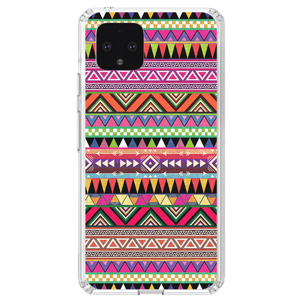 Pink Blue Orange Tribal Print Clear Shockproof iPhone Case, view 23